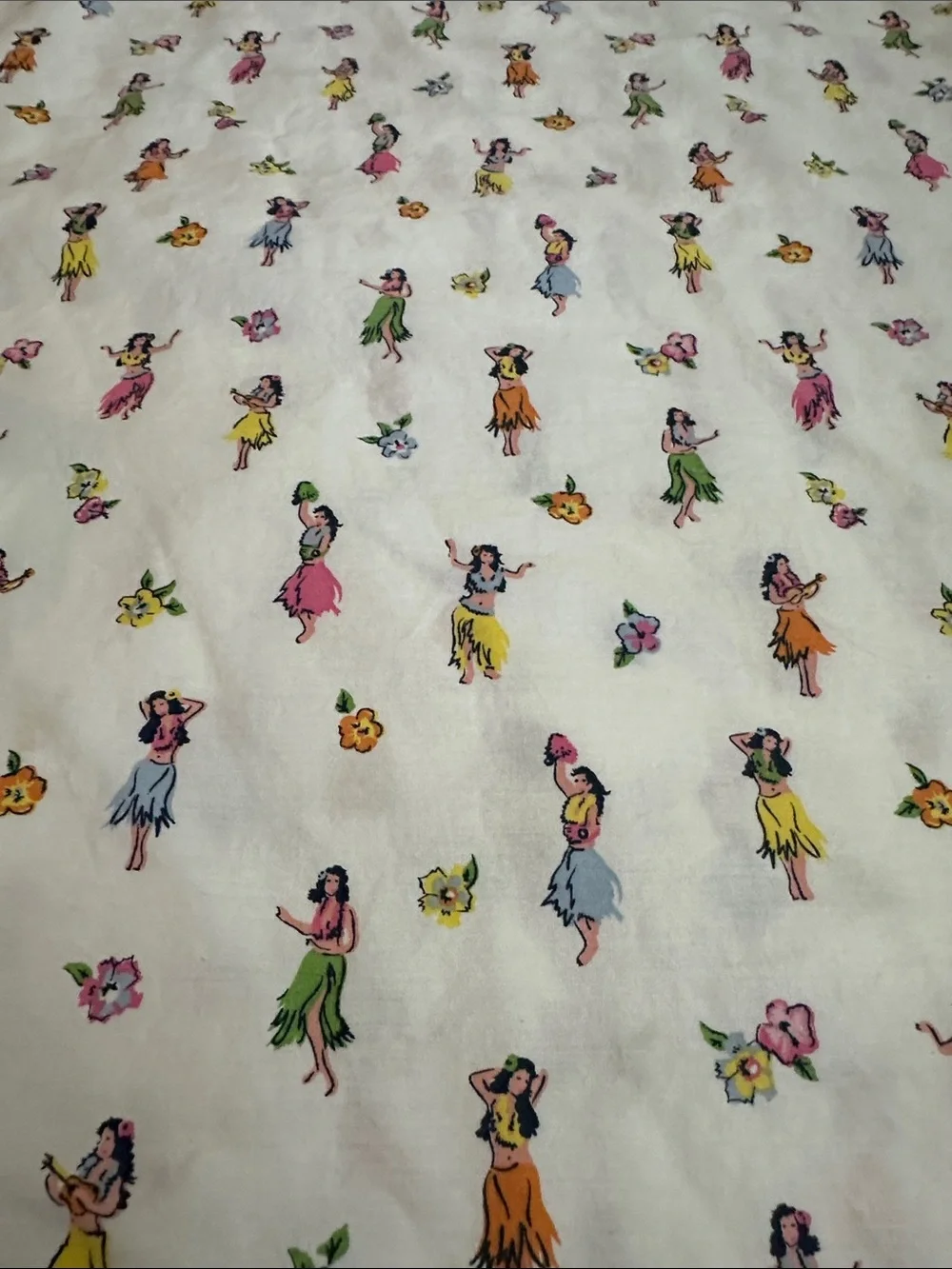 Tommy Hilfiger Twin XL White Cotton Hula Girl Fitted Sheet only